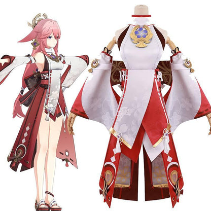 Game Genshin Impact Guuji Yae Cosplay Costume