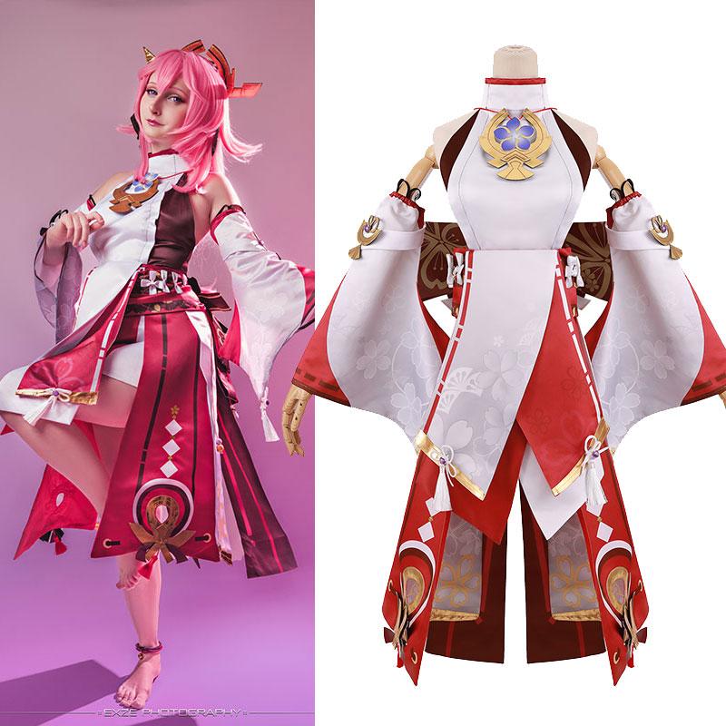 Game Genshin Impact Guuji Yae Cosplay Costume