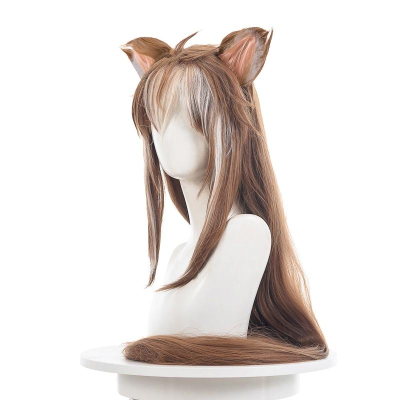 Game Genshin Impact Hina Gorou Brown Mixed Ears Long Cosplay Wigs