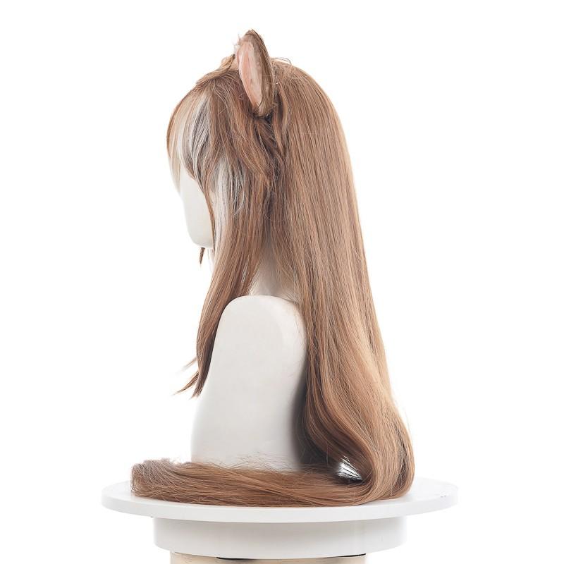 Game Genshin Impact Hina Gorou Brown Mixed Ears Long Cosplay Wigs
