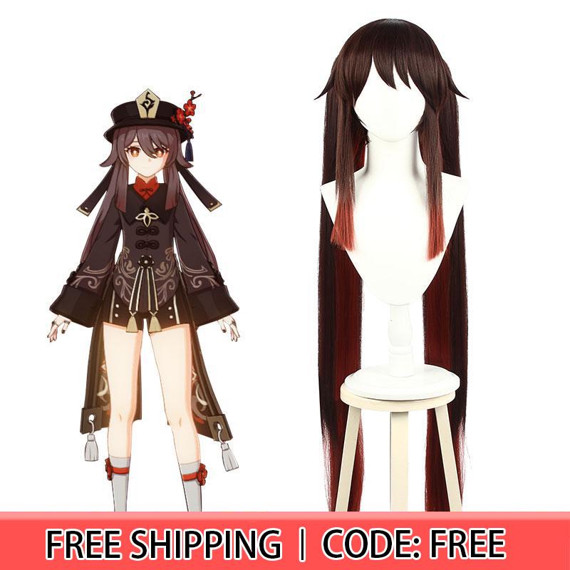 Game Genshin Impact Hutao Brown Gradient Cosplay Wigs