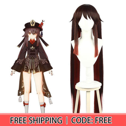 Game Genshin Impact Hutao Brown Gradient Cosplay Wigs