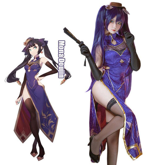Game Genshin Impact Mona Doujin Cheongsam Cosplay Costume