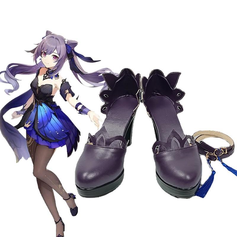 Game Genshin Impact Opulent Splendor Keqing Cosplay Shoes