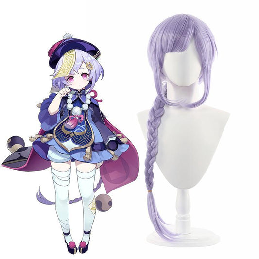 Game Genshin Impact Qiqi Light Purple Cosplay Wigs