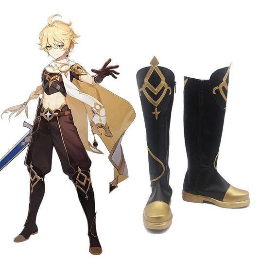 Game Genshin Impact Traveler Aether Cosplay Shoes