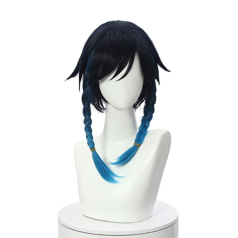 Game Genshin Impact Venti Blue Gradient Cosplay Wigs