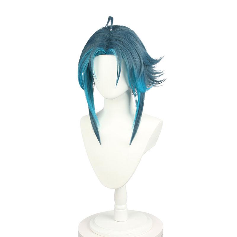 Game Genshin Impact Xiao Blue Mixed Cosplay Wigs 