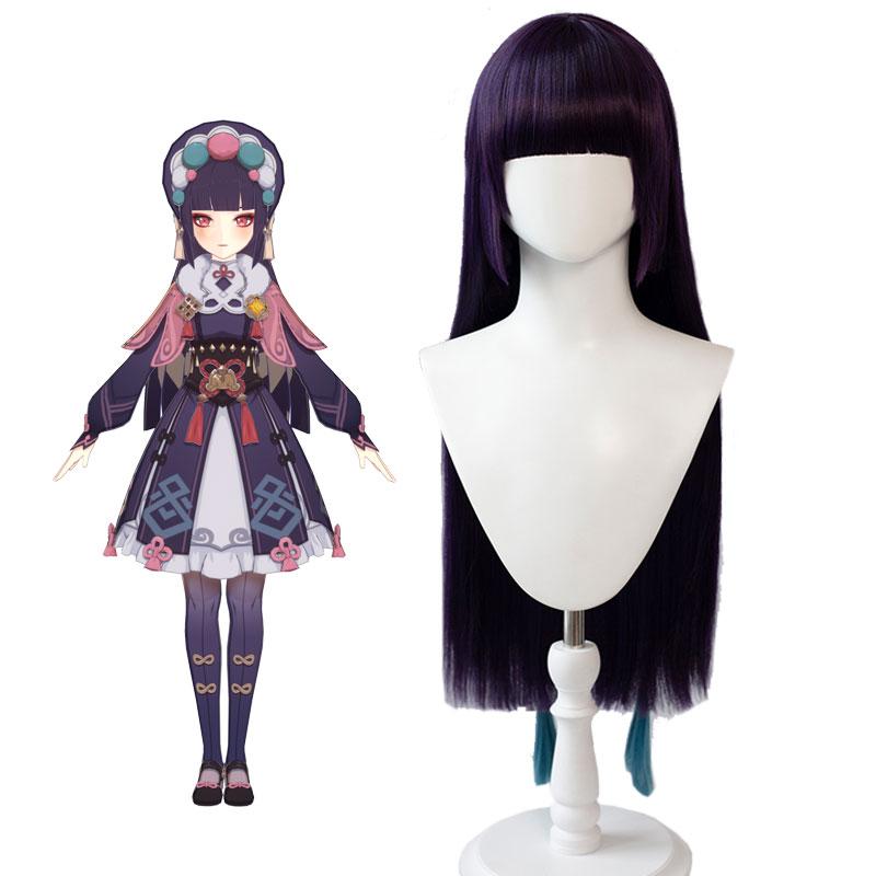 Game Genshin Impact Yunjin Purple Green Long Cosplay Wigs