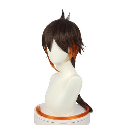 Game Genshin Impact Zhongli Brown Gradient Long Cosplay Wigs