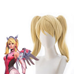 Game OW Pink Angel  40cm Long Blonde Ponytail Cosplay Wigs