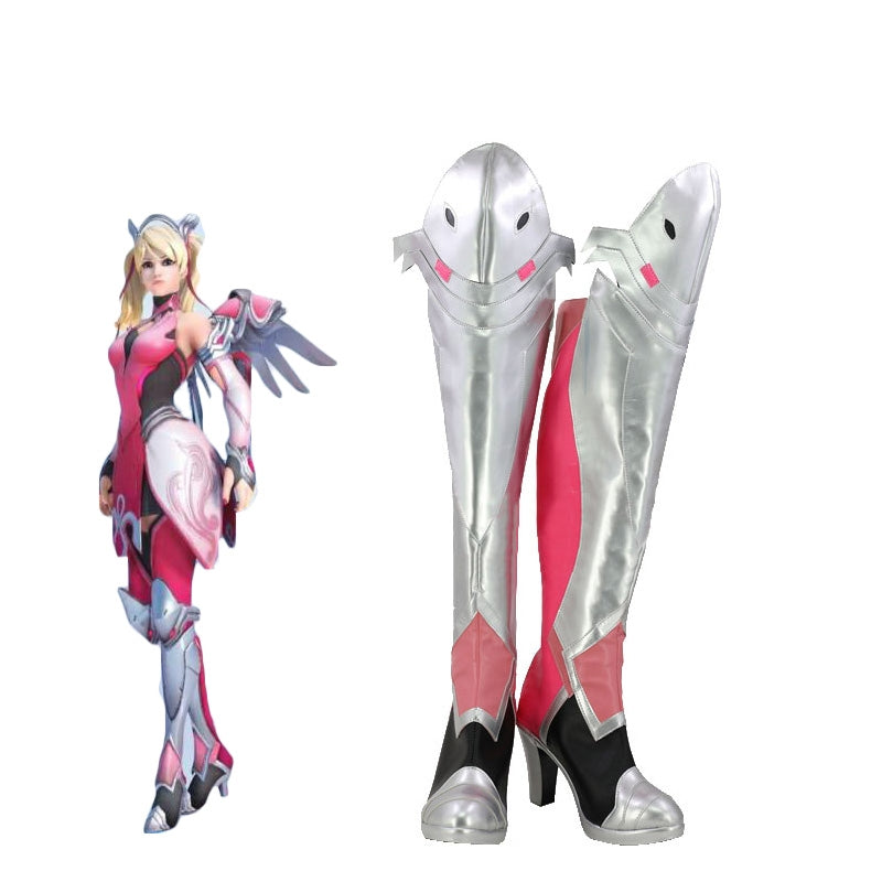 Game OW Pink Angel Cosplay Shoes