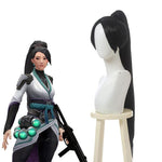 Game Valorant Project A Sage Black Long Ponytail Cosplay Wigs