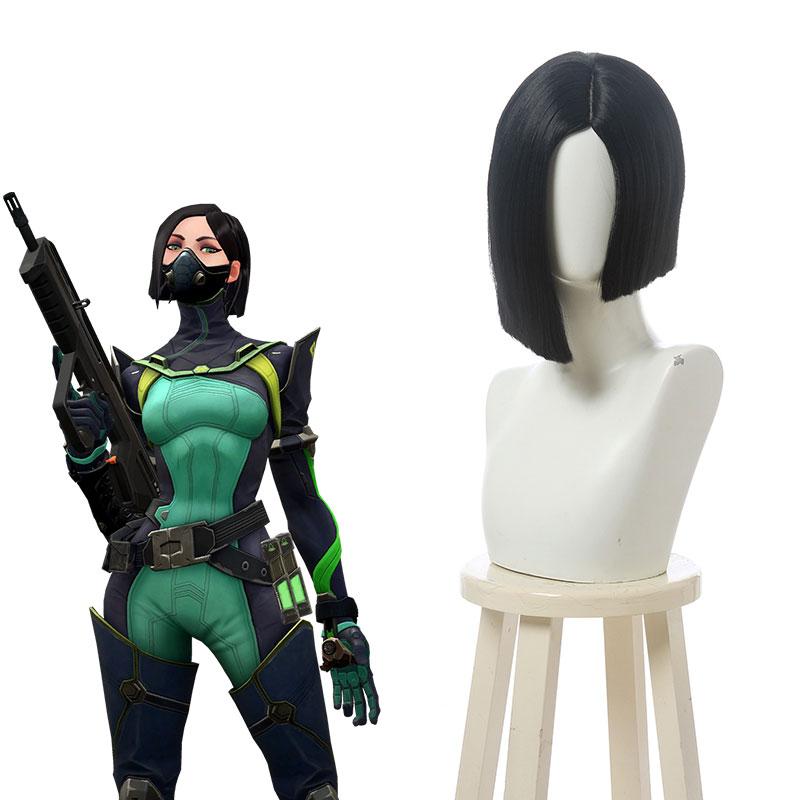 Game Valorant Project A Viper Black Cosplay Wigs