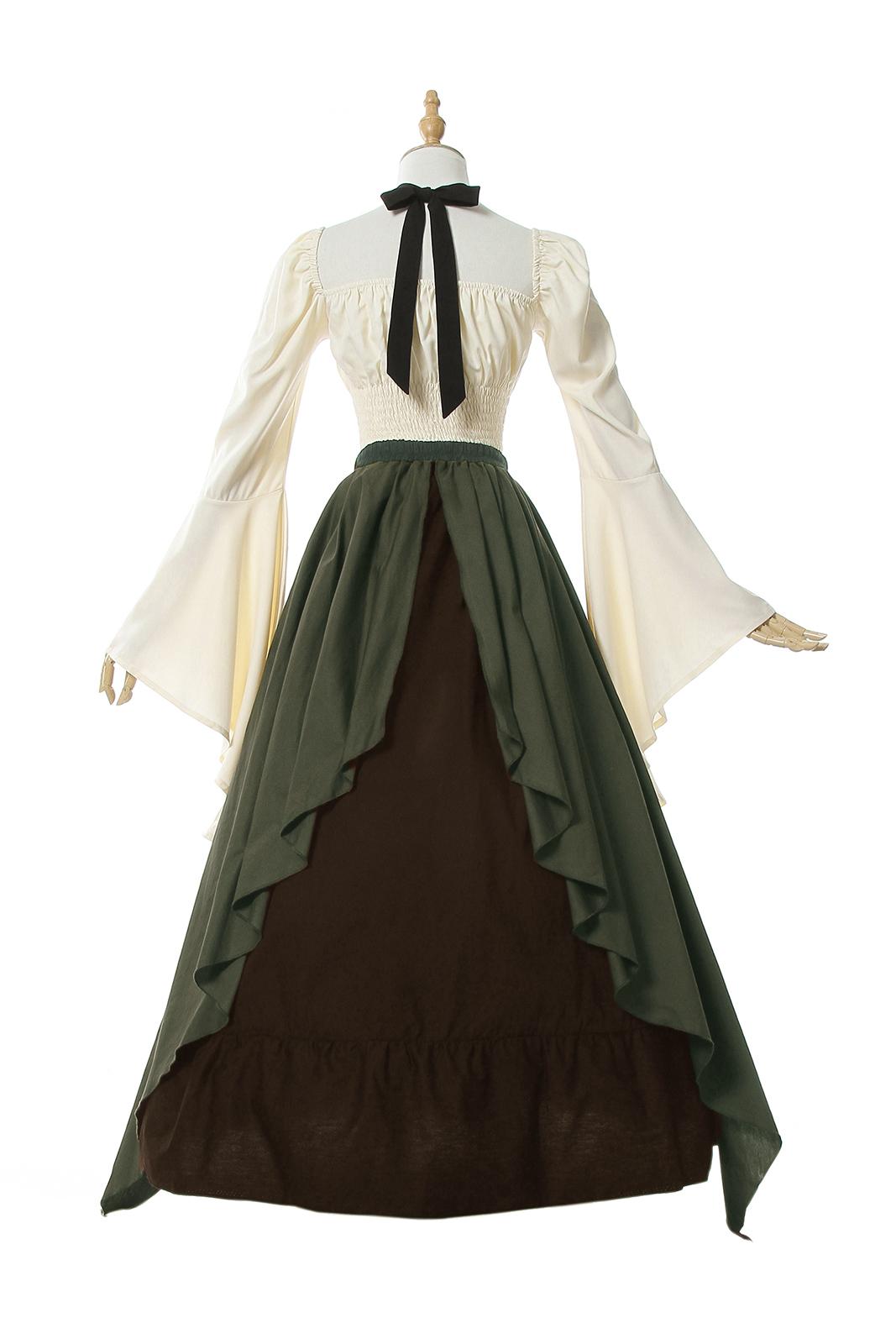 Retro White Wavy Skirt Two-piece Suit  Costume