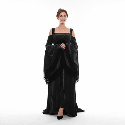 Victorian Women Flannel Wide Sleeves Long Skirt