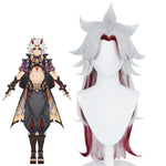Genshin Impact  Arataki Itto Grey Mixed Red Long Cosplay Wigs