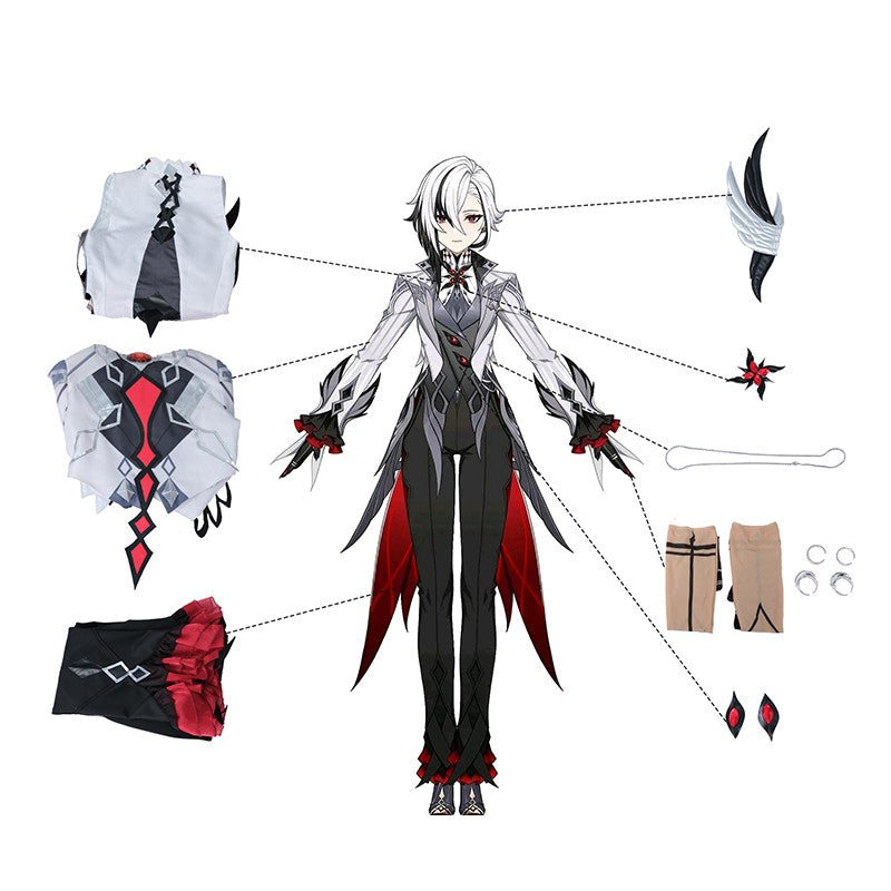 Genshin Impact Fatui Arlecchino The Knave Cosplay Costume