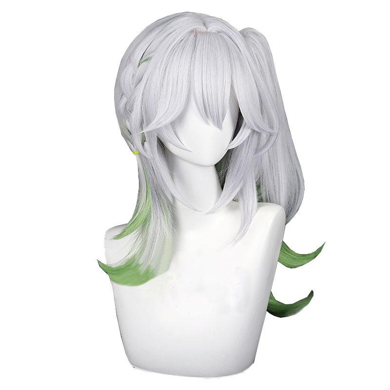 Genshin Impact Nahida Grey Mixed Green Cosplay Wigs