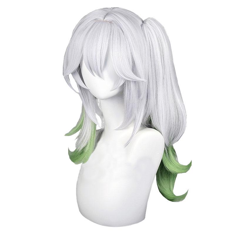 Genshin Impact Nahida Grey Mixed Green Cosplay Wigs
