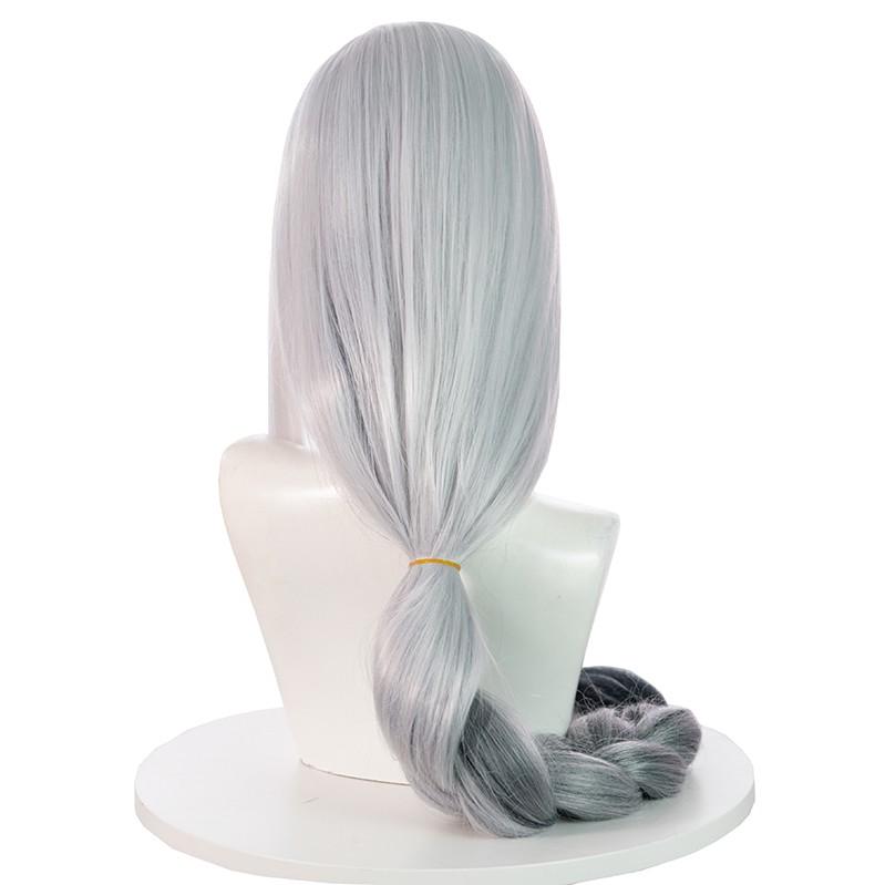 Game Genshin Impact Shenhe Gray Long Braid Cosplay Wigs