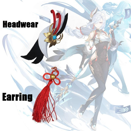 Game Genshin Impact Shenhe Headwear And Earring Cosplay Props