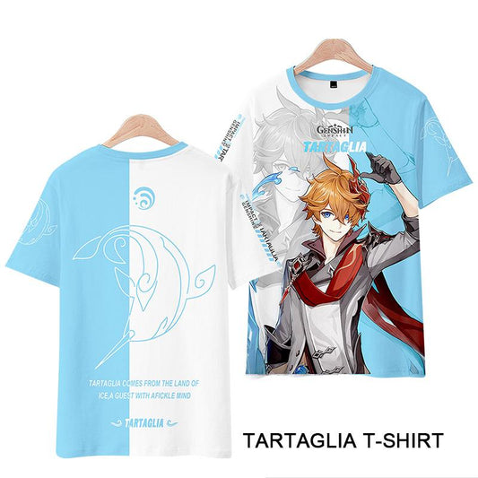 Genshin Impact Tartaglia T-shirt Cosplay Costume
