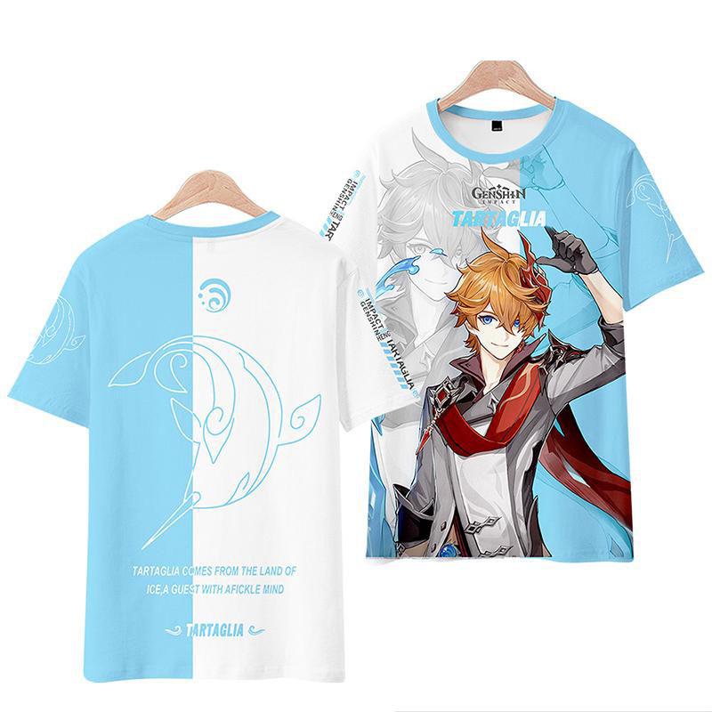 Genshin Impact Tartaglia T-shirt Cosplay Costume