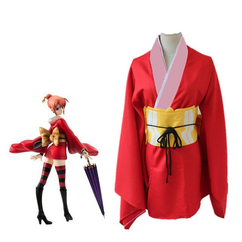 Gintama Kagura kimono Female Cosplay Costume 