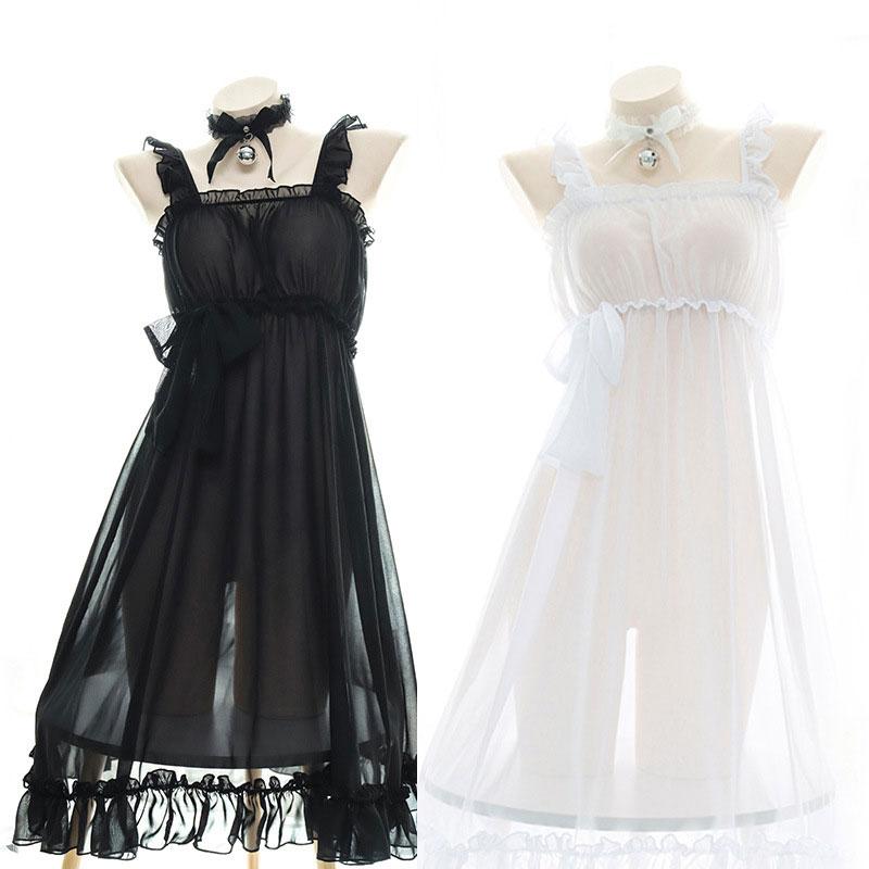 Girls Sexy TranslucentSuspender Dress 2 Colors Cosplay Costume