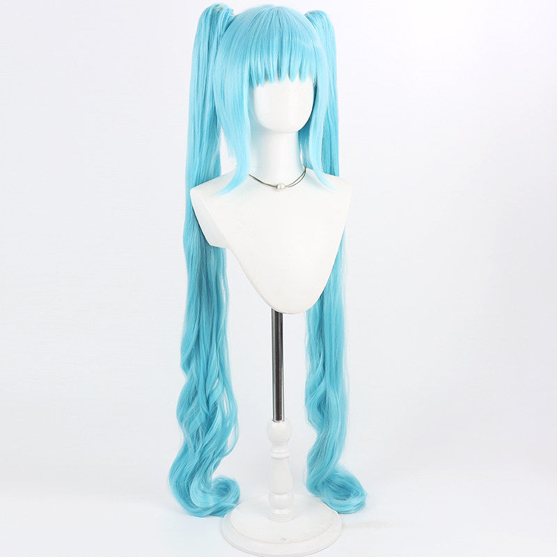 Light blue long twin-tail scalp-top cosplay wig - product view 3