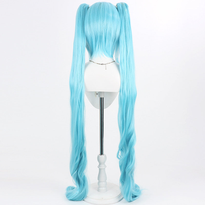 Light blue long twin-tail scalp-top cosplay wig - product view 5