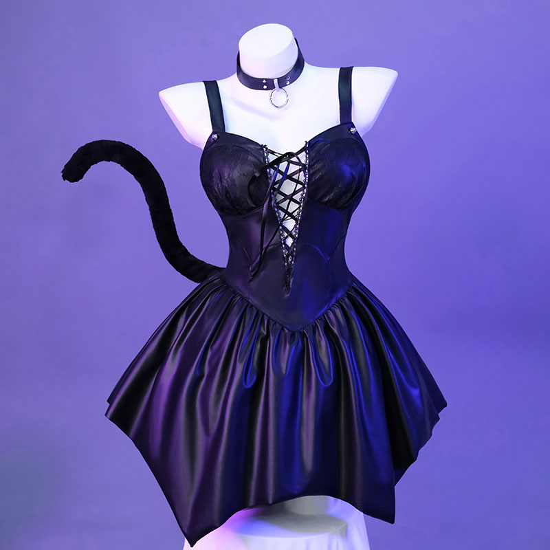 Halloween Cat Girl Dress Black Cosplay Costume