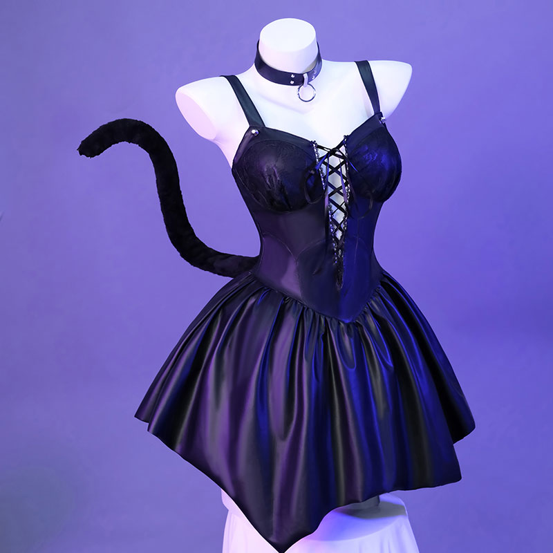 Halloween Cat Girl Dress Black Cosplay Costume
