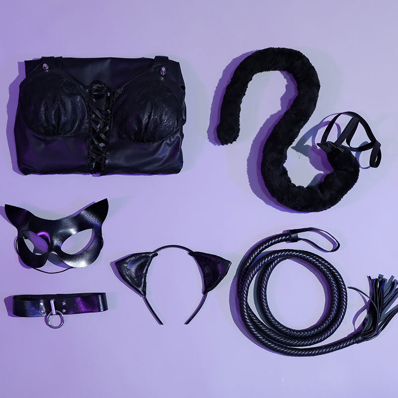 Halloween Cat Girl Dress Black Cosplay Costume