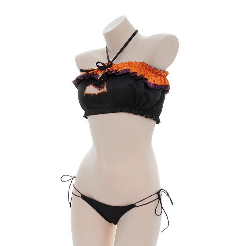 Halloween Pumpkin Bat Sexy Lingerie Cosplay Costume 