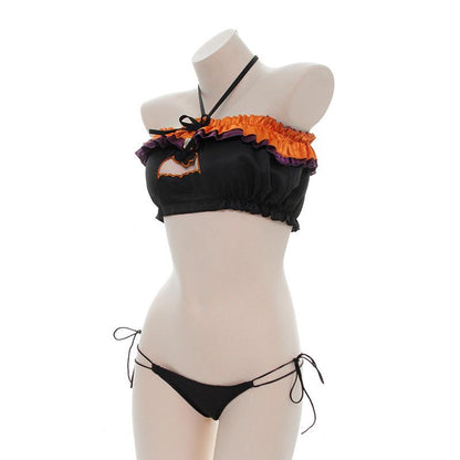Halloween Pumpkin Bat Sexy Lingerie Cosplay Costume 