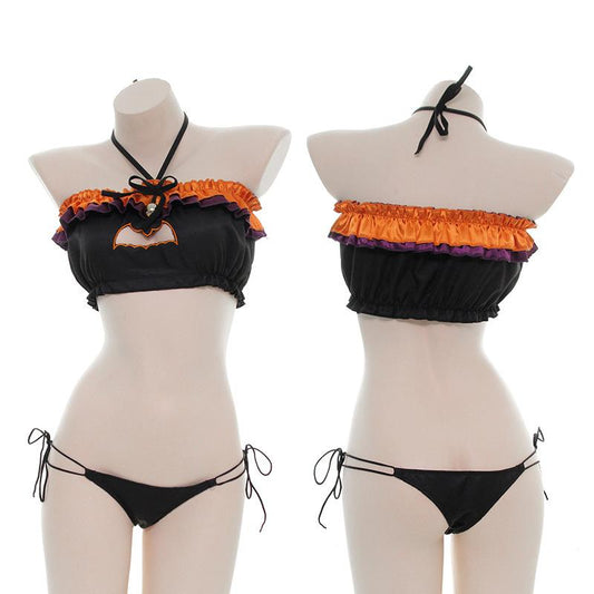 Halloween Pumpkin Bat Sexy Lingerie Cosplay Costume 