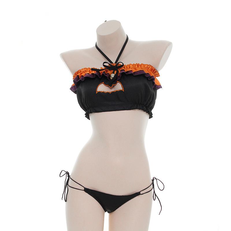 Halloween Pumpkin Bat Sexy Lingerie Cosplay Costume 