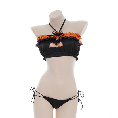 Halloween Pumpkin Bat Sexy Lingerie Cosplay Costume 