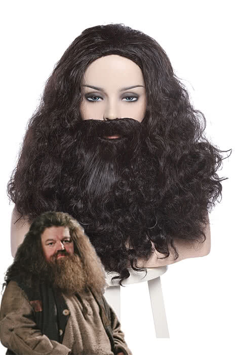 Harry Potter Rubeus Hagrid Long Curly Brown Movie Cosplay Man Wigs