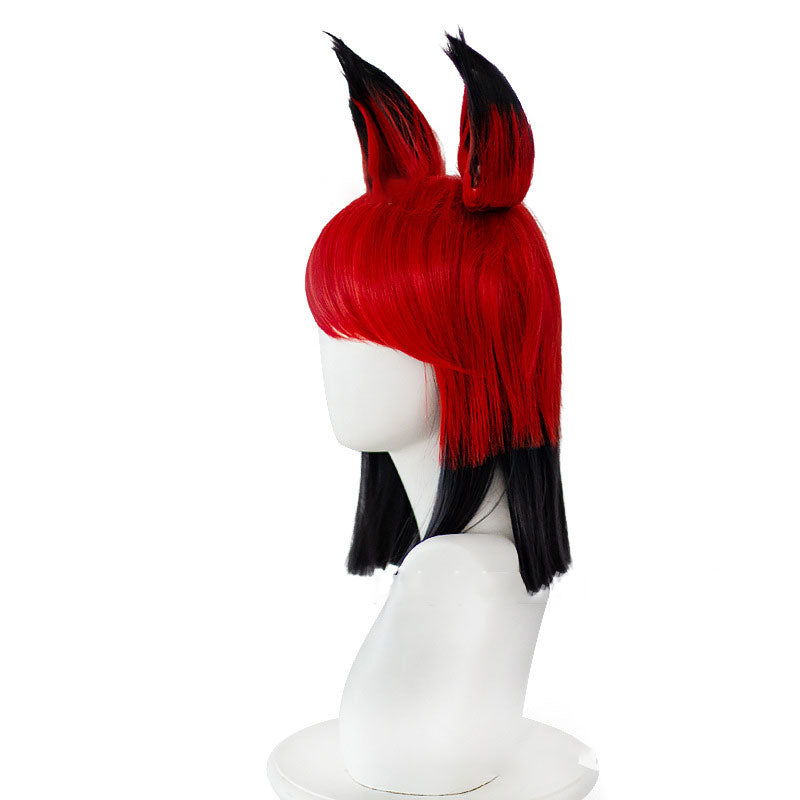 Anime Hazbin Hotel Alastor The Radio Demon Red Mixed Black Cosplay Wigs