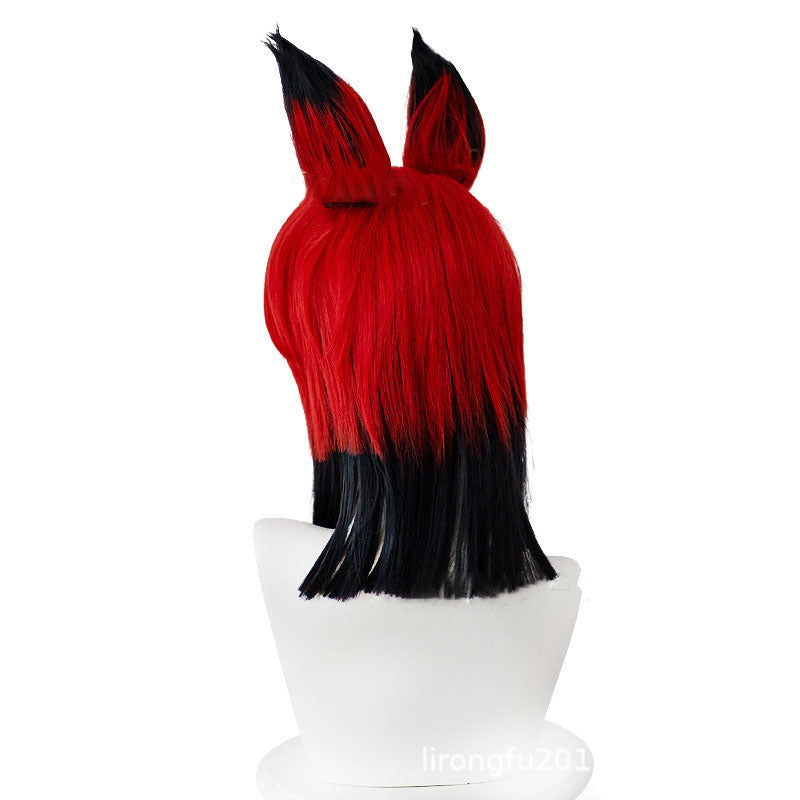 Anime Hazbin Hotel Alastor The Radio Demon Red Mixed Black Cosplay Wigs