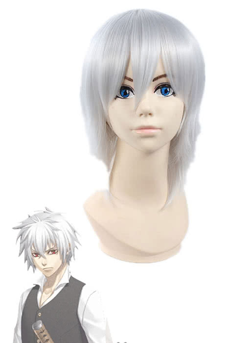 35cm Sliver White Hakuouki Hijikata Toshizo Cosplay Wig