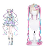 Hololive NEEDY GIRL OVERDOSE KAngel Long Pink Mixed Blue Cosplay Wigs