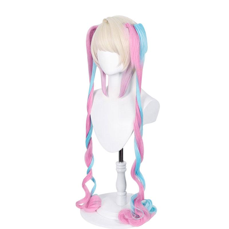 Hololive NEEDY GIRL OVERDOSE KAngel Long Pink Mixed Blue Cosplay Wigs