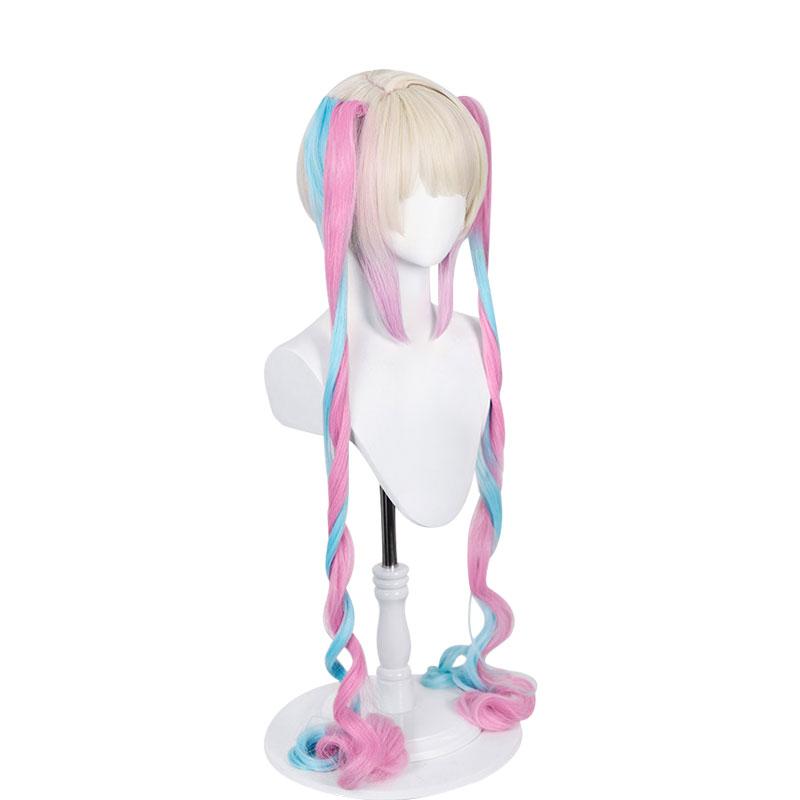 Hololive NEEDY GIRL OVERDOSE KAngel Long Pink Mixed Blue Cosplay Wigs