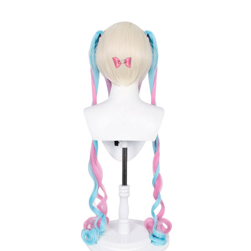 Hololive NEEDY GIRL OVERDOSE KAngel Long Pink Mixed Blue Cosplay Wigs