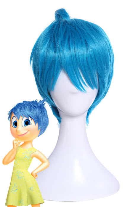 Inside Out Joy Light Blue Anime Short Cosplay Wigs
