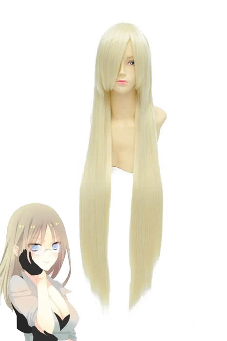 100cm Long Inu x Boku SS Yukinokouji Nobara Cosplay Wig Pale Golden Staright Wigs